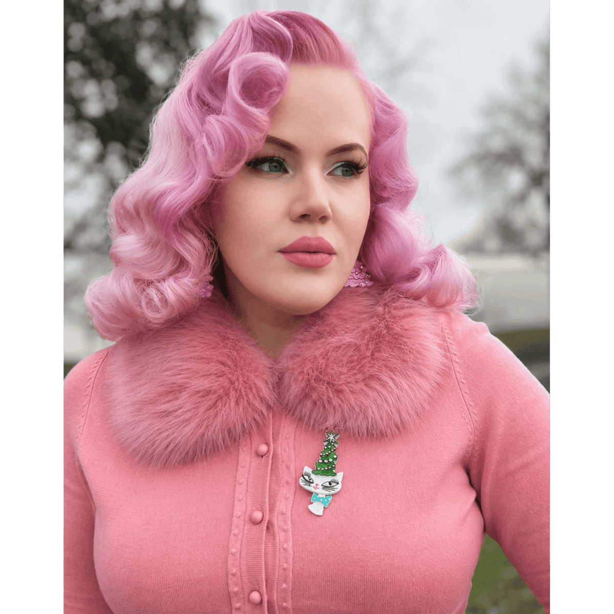 Kitty Christmas Hat Brooch by Miss Fluff x Lipstick & Chrome Quirks! Default Title Default Title-