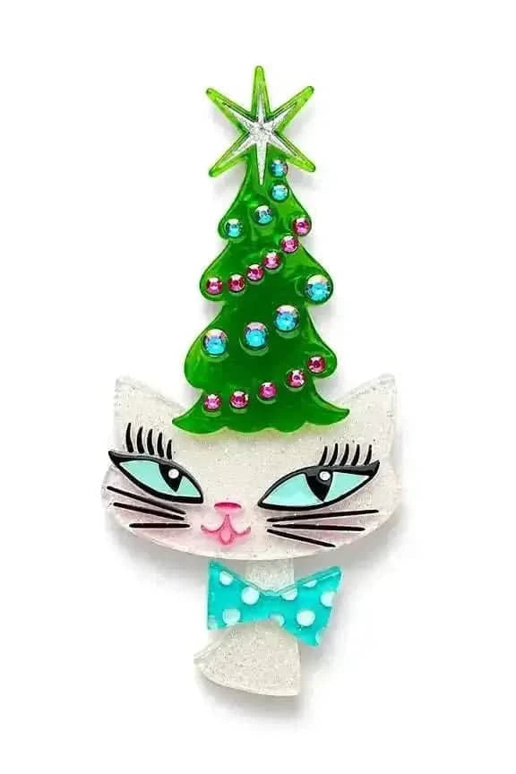 Kitty Christmas Hat Brooch by Miss Fluff x Lipstick & Chrome Cartsfy Inc.