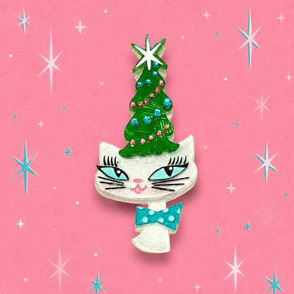 Kitty Christmas Hat Brooch by Miss Fluff x Lipstick & Chrome