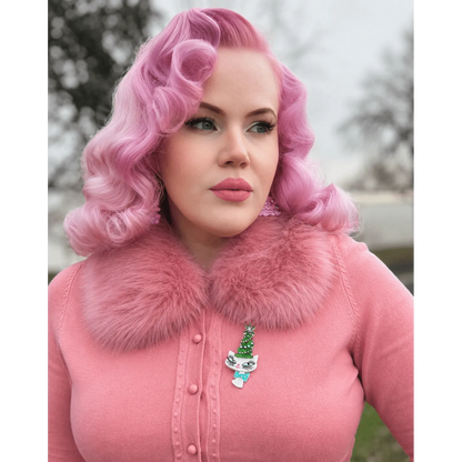 Kitty Christmas Hat Brooch by Miss Fluff x Lipstick & Chrome