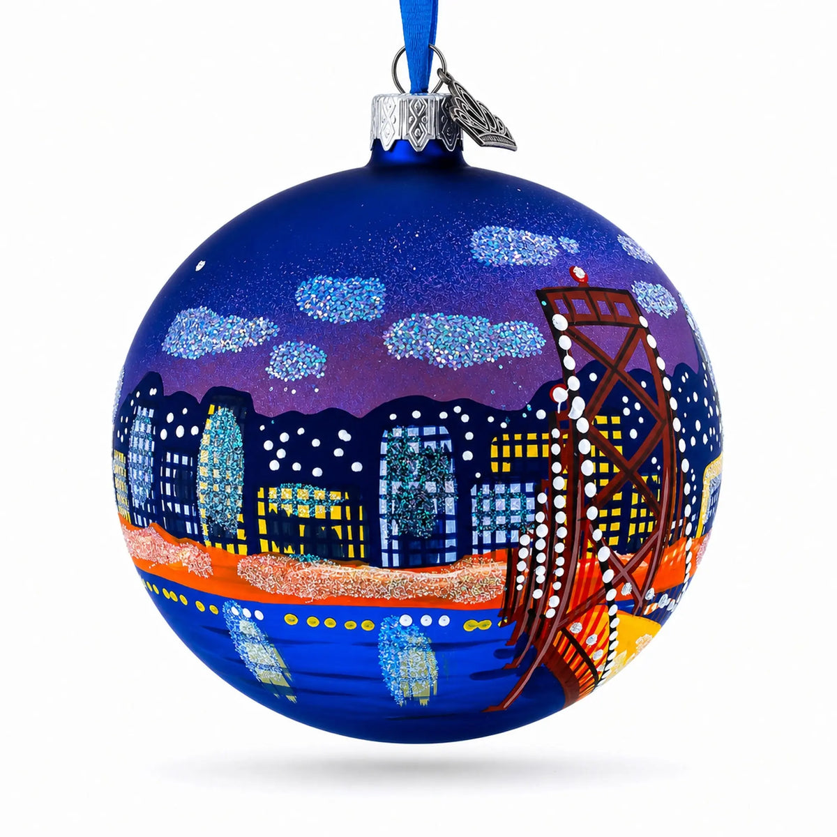 San Francisco, California Glass Ball Christmas Ornament 4 Inches