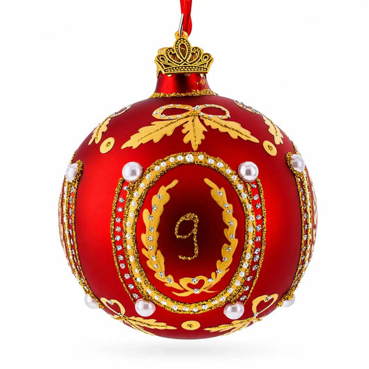 1893 Caucasus Royal Red Glass Ball Christmas Ornament 3.25 Inches BestPysanky Default Title Default Title-