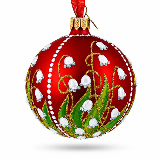 1898 Lilies of the Valley Royal Glass Ball Christmas Ornament 3.25 Inches BestPysanky Default Title Default Title-