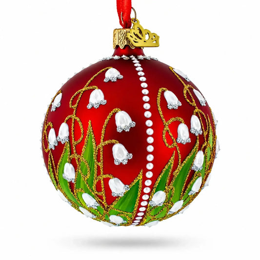 1898 Lilies of the Valley Royal Glass Ball Christmas Ornament 3.25 Inches BestPysanky Default Title Default Title-