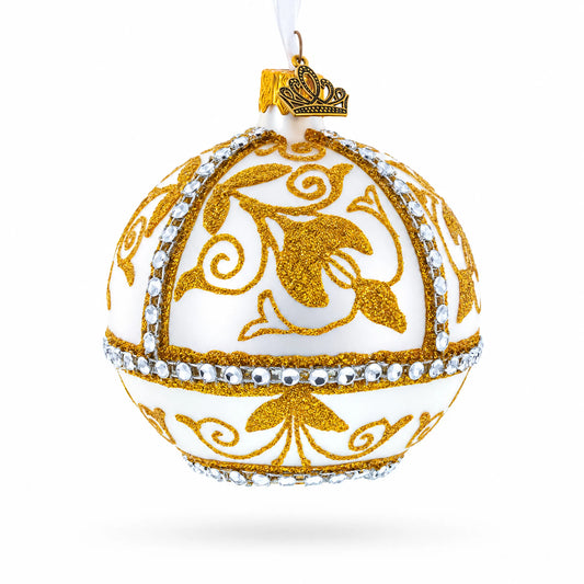 Jeweled Golden Chandelier on Silver Glass Ball Christmas Ornament 3.25 Inches BestPysanky Default Title Default Title-