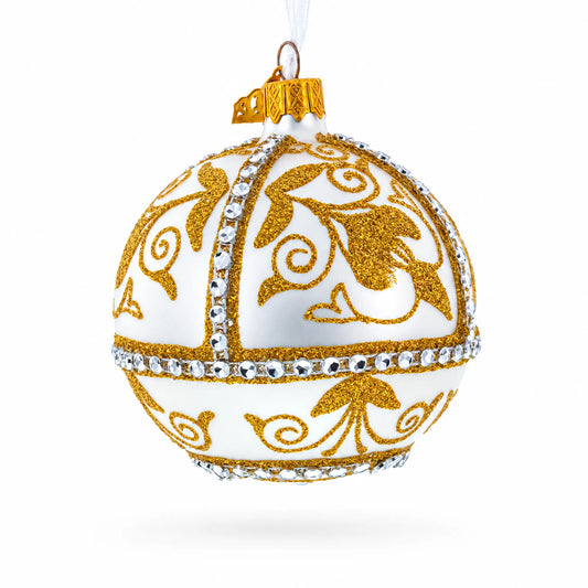 Jeweled Golden Chandelier on Silver Glass Ball Christmas Ornament 3.25 Inches BestPysanky Default Title Default Title-