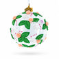 3D Roses in Silver Spiral Glass Ball Christmas Ornament 3.25 Inches