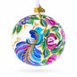 Blue Bird on White Glass Ball Christmas Ornament 4 Inches