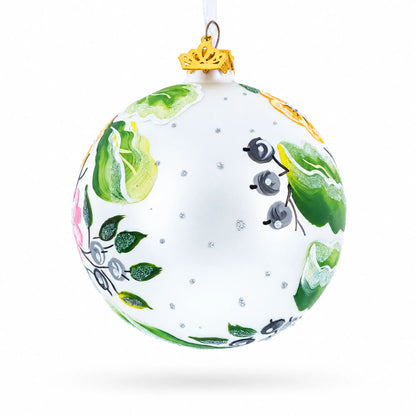 Birds Singing Extravaganza Glass Ball Christmas Ornament 4 Inches
