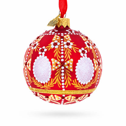 1908 Alexander Palace Royal Red Glass Ball Christmas Ornament 3.25 Inches