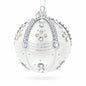White Jewels on Silver Glass Ball Christmas Ornament 4 Inches