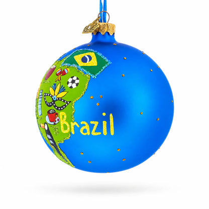 Brazil Landmarks and Symbols Glass Ball Christmas Ornament 4 Inches