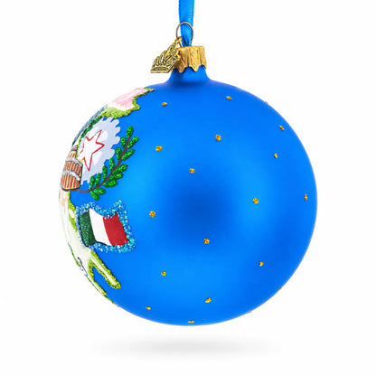 Italy Landmarks and Symbols Glass Ball Christmas Ornament 4 Inches