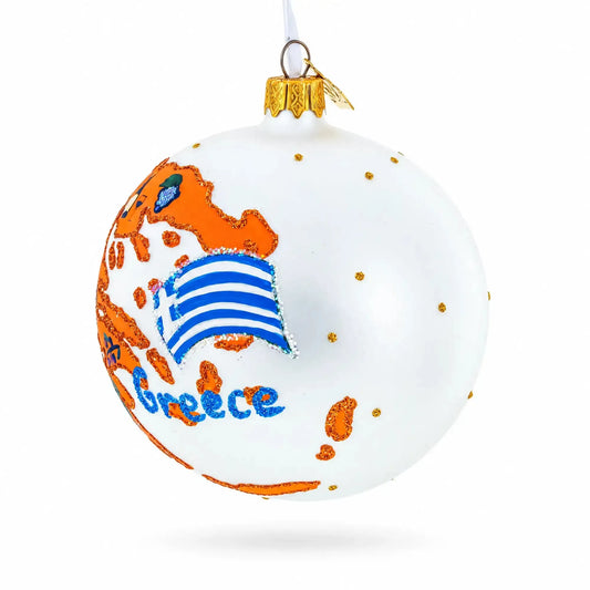Greece Landmarks and Symbols Glass Ball Christmas Ornament 4 Inches BestPysanky Default Title Default Title-