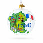 France Landmarks and Symbols Glass Ball Christmas Ornament 4 Inches