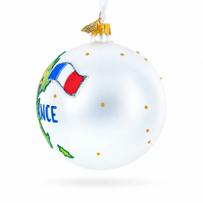 France Landmarks and Symbols Glass Ball Christmas Ornament 4 Inches