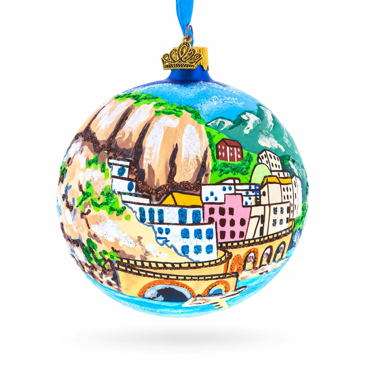 Amalfi Coast, Italy, Glass Ball Christmas Ornament 4 Inches