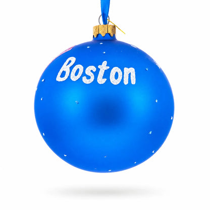 Boston, Massachusetts Glass Ball Christmas Ornament 4 Inches