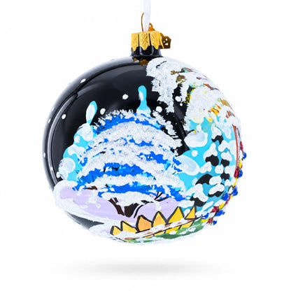 Snow Covered Winter Village Glass Ball Christmas Ornament 4 Inches