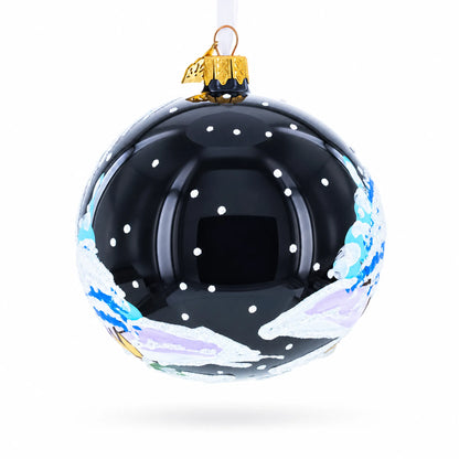 Snow Covered Winter Village Glass Ball Christmas Ornament 4 Inches