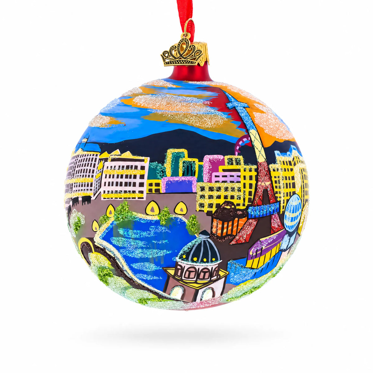 Las Vegas Skyline, Nevada Glass Ball Christmas Ornament 4 Inches