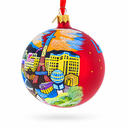 Las Vegas Skyline, Nevada Glass Ball Christmas Ornament 4 Inches