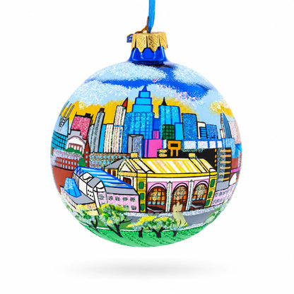 Downtown of Kansas City, Missouri Glass Ball Christmas Ornament 4 Inches
