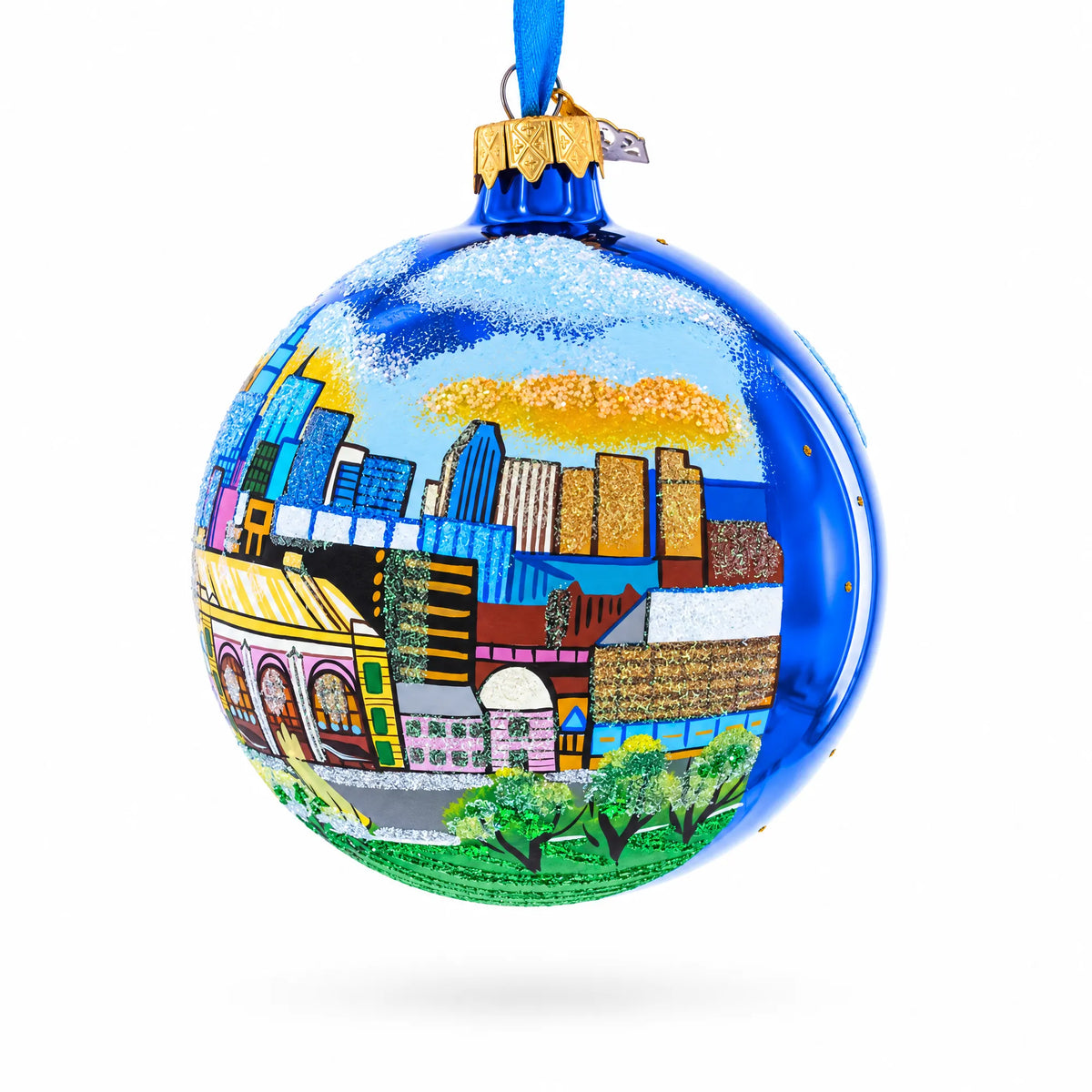 Downtown of Kansas City, Missouri Glass Ball Christmas Ornament 4 Inches