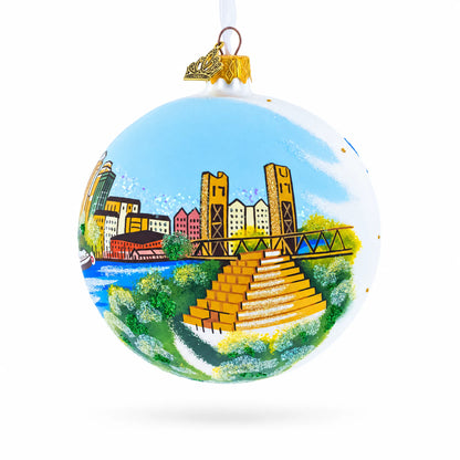 Skyline of Sacramento, California Glass Ball Christmas Ornament 4 Inches