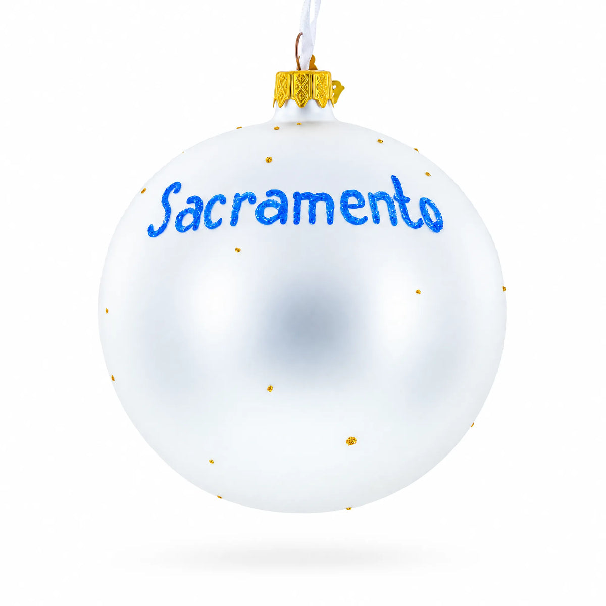 Skyline of Sacramento, California Glass Ball Christmas Ornament 4 Inches