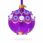 Purple Majesty with Silver Accents Geometric Glass Ball Christmas Ornament 3.25 Inches