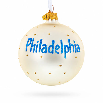 Skyline of Philadelphia, Pennsylvania Glass Ball Christmas Ornament 3.25 Inches