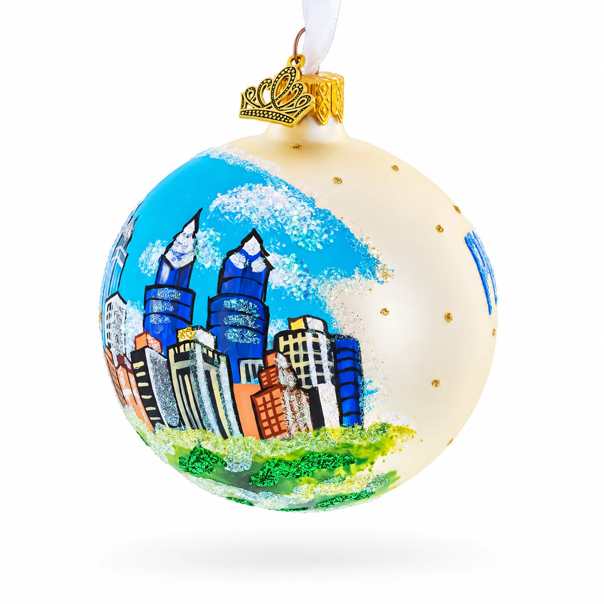 Skyline of Philadelphia, Pennsylvania Glass Ball Christmas Ornament 3.25 Inches