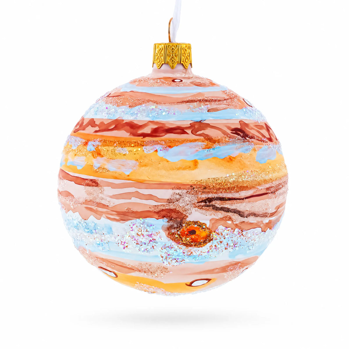Jupiter Hand Painted Glass Ball Christmas Ornament 3.25 Inches