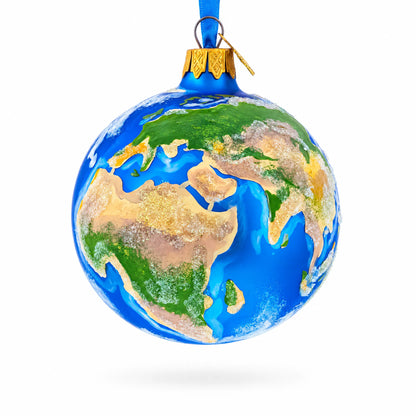 Planet Earth Globe Glass Ball Christmas Ornament 3.25 Inches