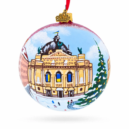 Lviv, Ukraine Theatre of Opera and Ballet Glass Ball Christmas Ornament