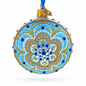 Baroque Filigree with Gemstones on Blue Glass Ball Christmas Ornament 3.25 Inches