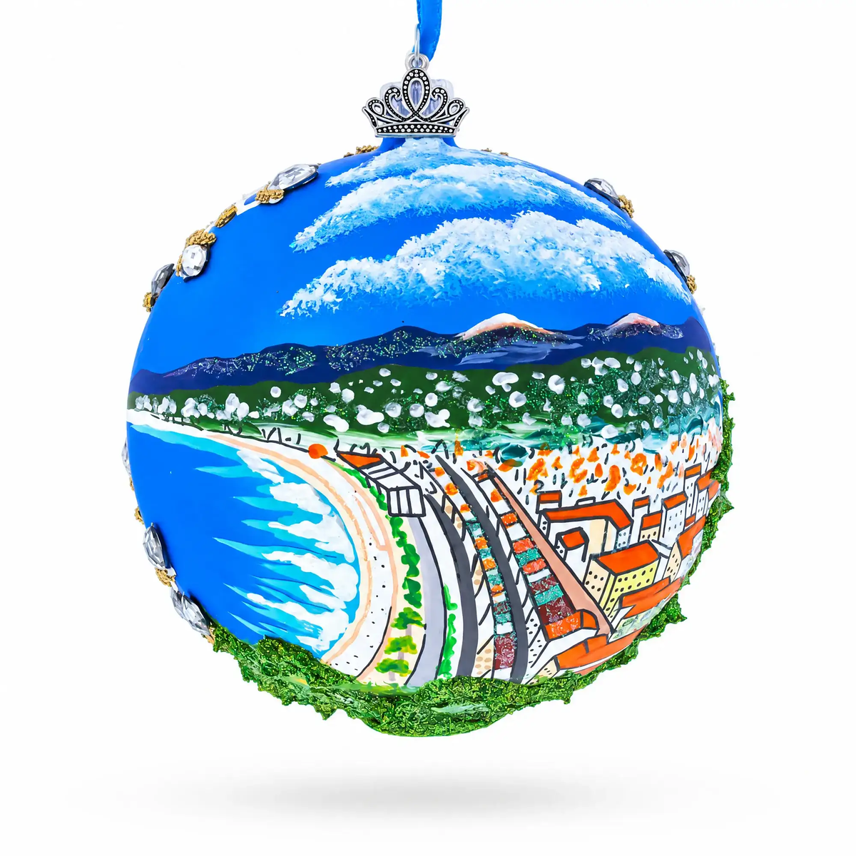Castle Hill (Colline du Chateau), Nice, France Glass Ball Christmas Ornament