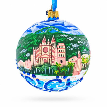 Cathedral of Santa Maria of Palma (La Seu), Mallorca, Spain Glass Ball Christmas Ornament