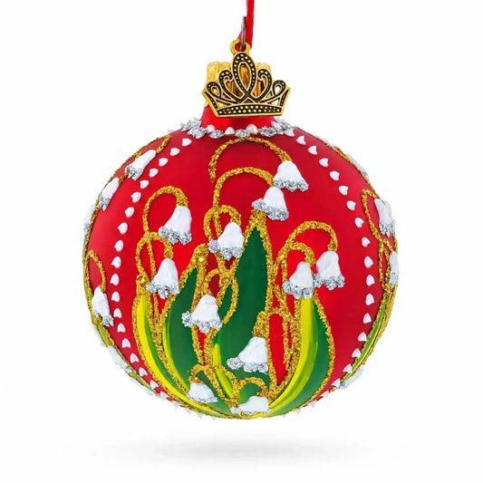 1898 Lilies of the Valley Royal Glass Ball Christmas Ornament 2.4 Inches BestPysanky Default Title Default Title-