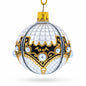 Mother Of Pearl on Gold Filigree Glass Ball Christmas Ornament 2.4 Inches