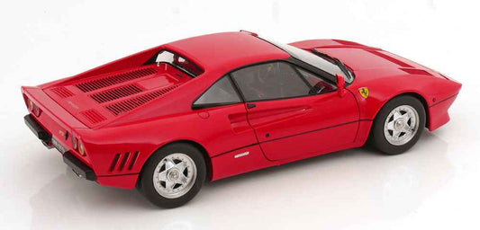 Red Ferrari 288 GTO 1:12 scale die-cast model, side view, silver wheels and vents