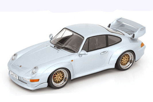 KK Scale 1996 Porsche 911 993 GT2 w/ Gold BBS Wheels Silver 1:18 Cartsfy Inc.