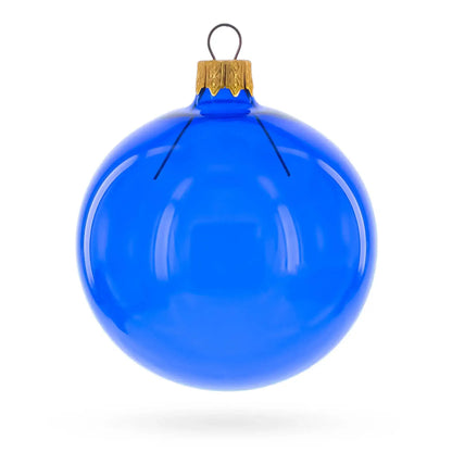 Set of 6 Translucent Glossy Blue Glass Ball Christmas Ornaments (047)