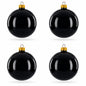 Set of 4 Glossy Black Glass Ball Christmas Ornaments 4 Inches (003)