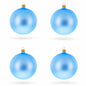 Set Of 4 Light Matte Blue Glass Ball Christmas Ornaments 4 Inches (010)