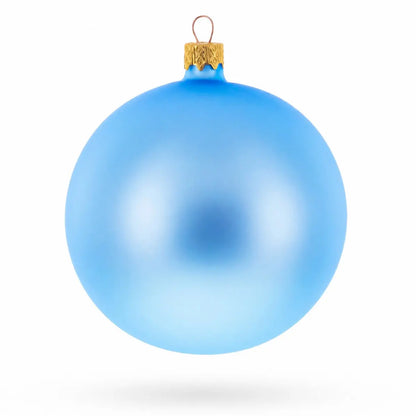 Set Of 4 Light Matte Blue Glass Ball Christmas Ornaments 4 Inches (010)