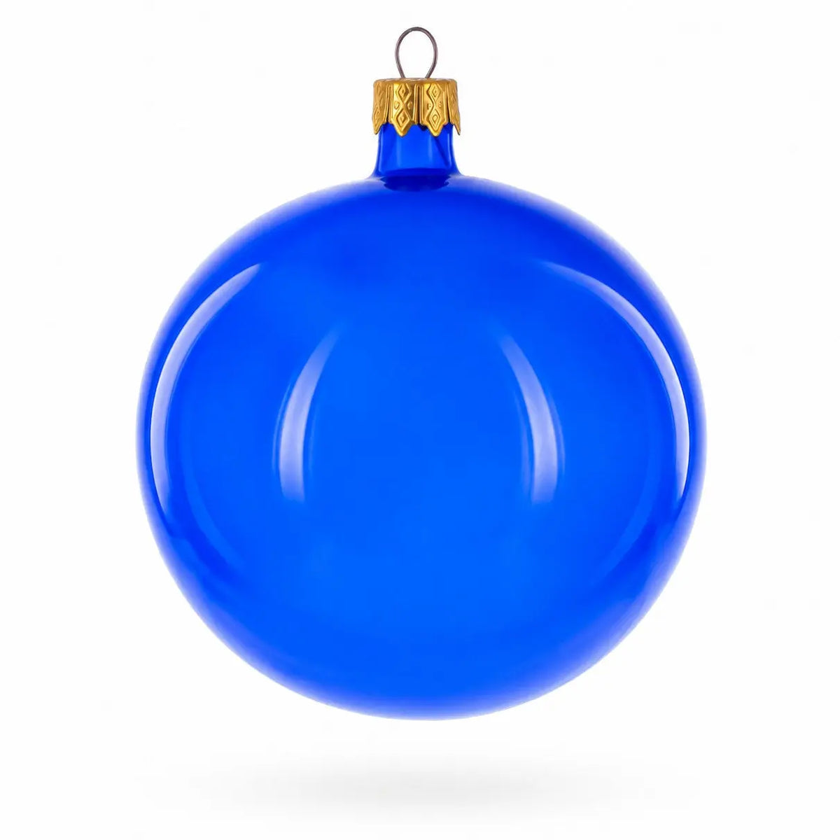 Set of 4 Translucent Glossy Blue Glass Ball Christmas Ornaments (016)