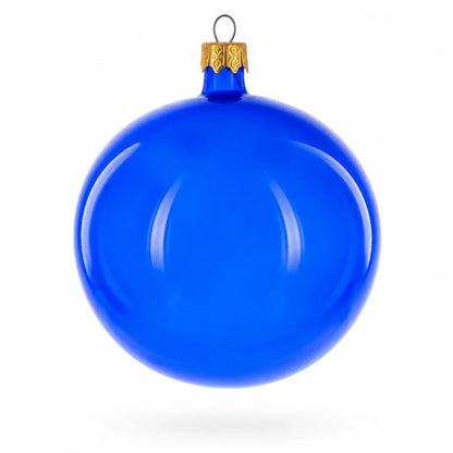 Set of 4 Translucent Glossy Blue Glass Ball Christmas Ornaments (016)