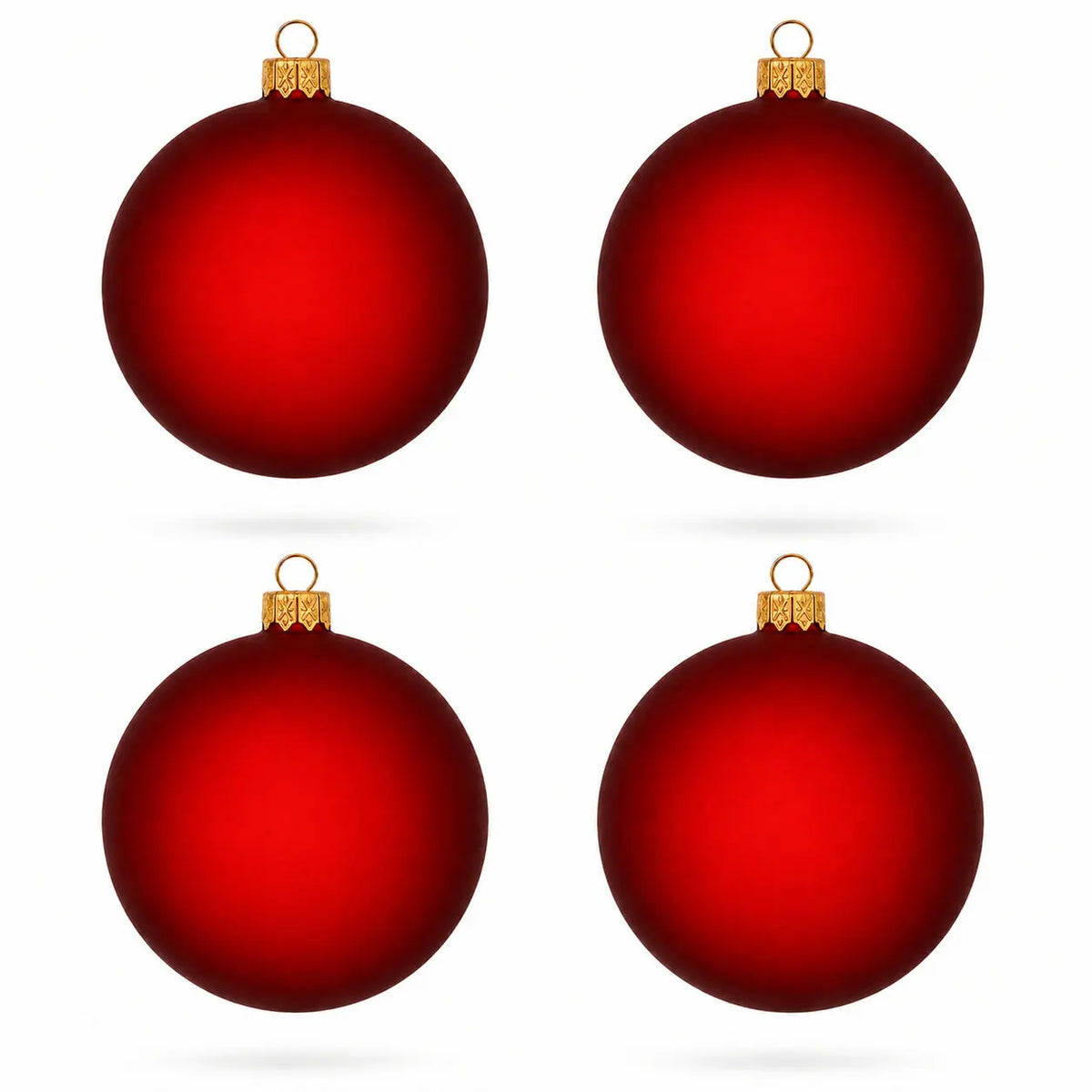 Set of 4 Translucent Red Glass Ball Christmas Ornaments 4 Inches (022)